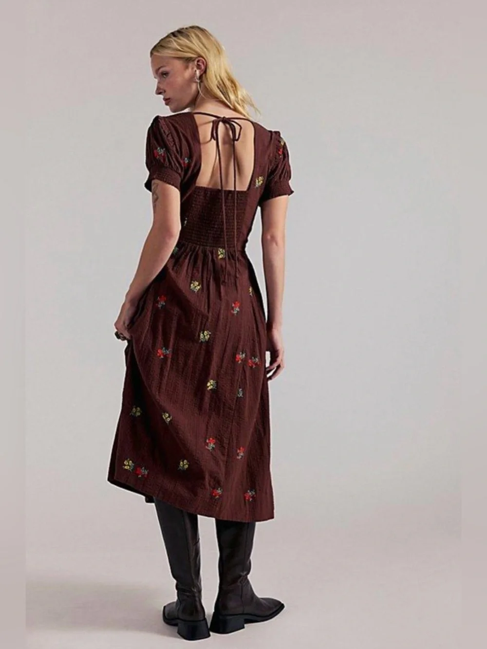 NWT Free People Maisie Midi Dress in Cocoa Brown